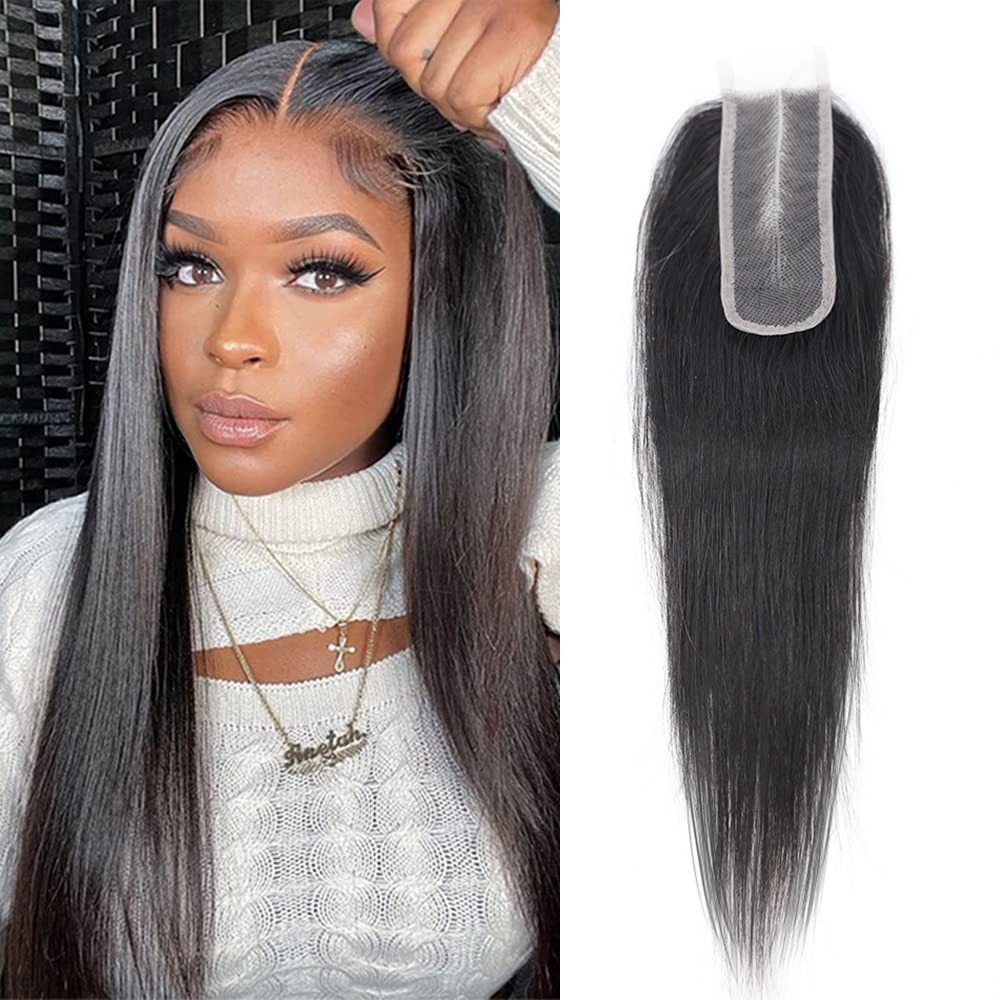 Light Brown Lace 6x2 Kim K Lace Closure 2x6 Middle Part Pre Plucked Small Knots Transparent 100% Human Raw Hair Stra